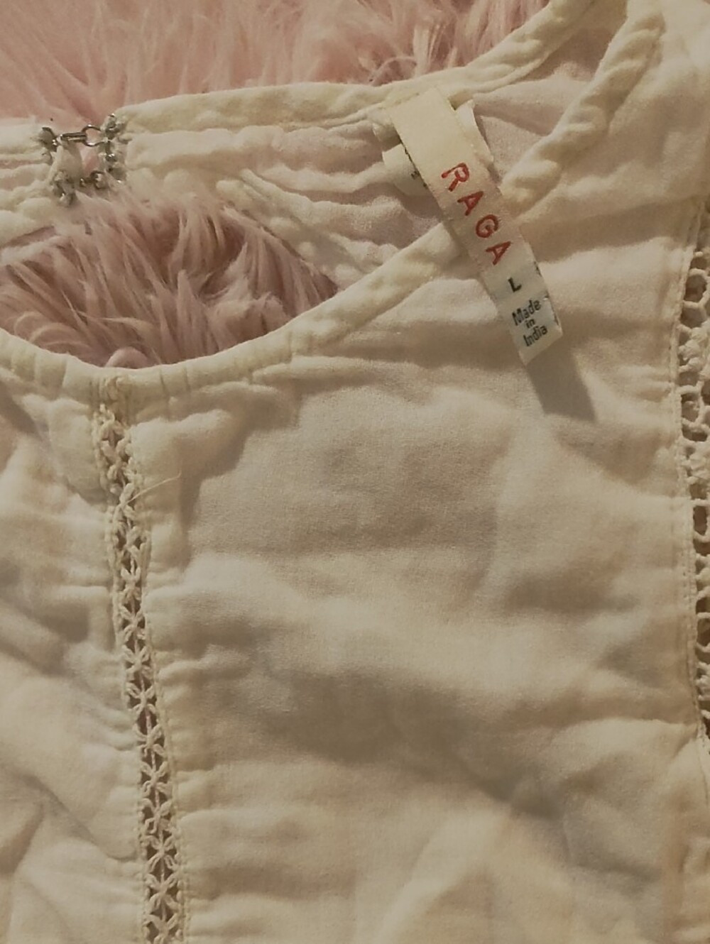 RAGA Cream Cotton Dress with Crochet Lace Trim - Picture 3 of 7